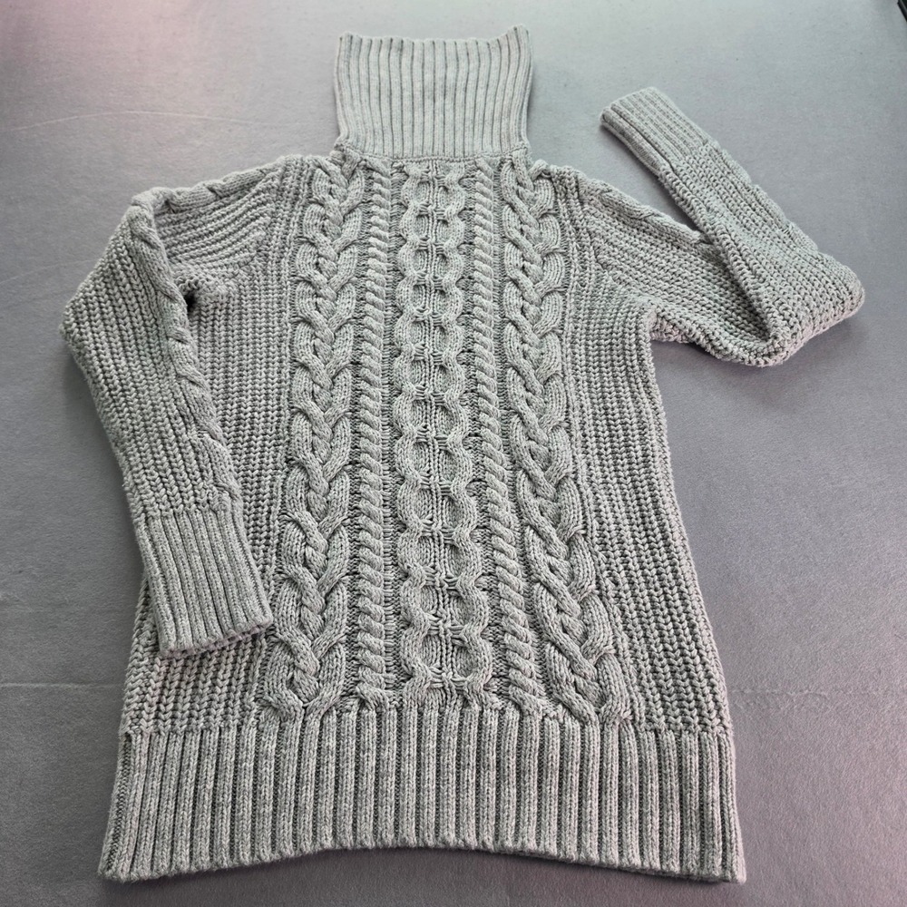 Gap For Good Womens Gray Cable Knit Turtleneck Sweater Cotton Size S